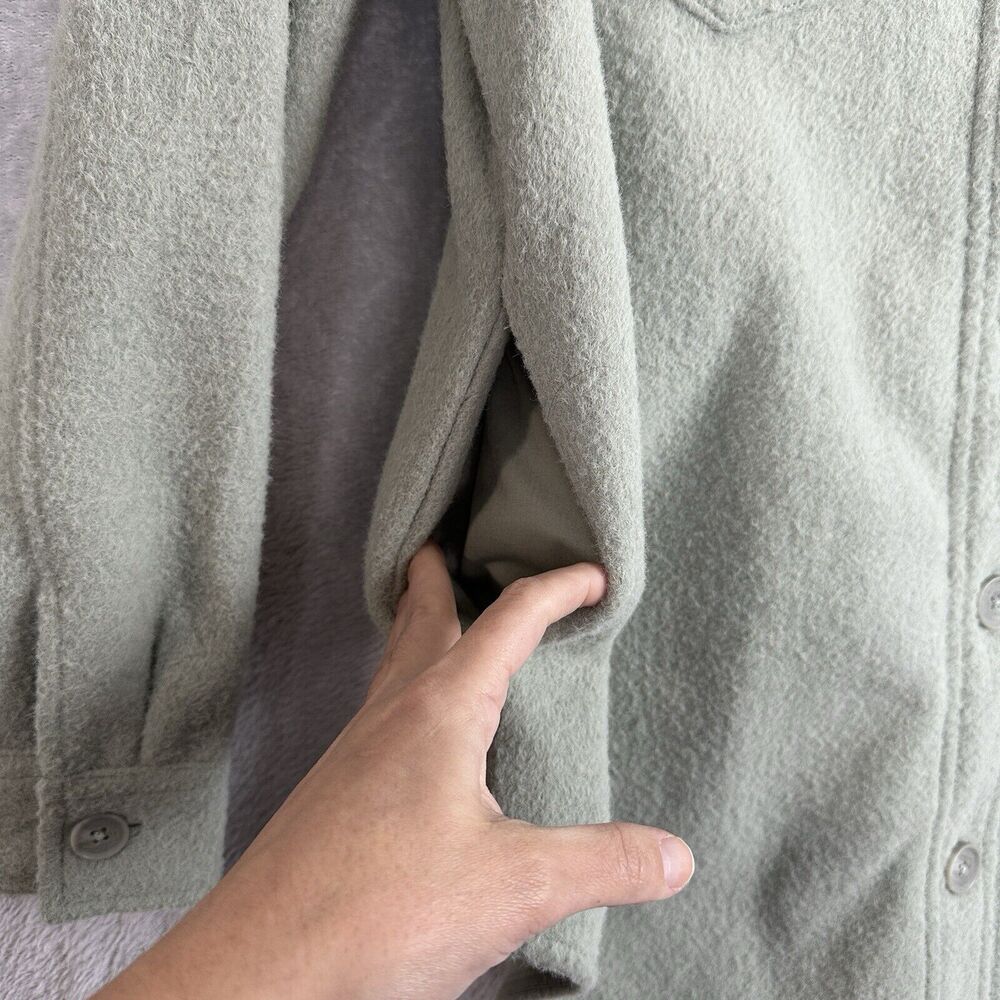 Hilary Radley Shacket Women Large Green Thick Shirt Jacket Preppy Casual Minimal - Picture 7 of 16